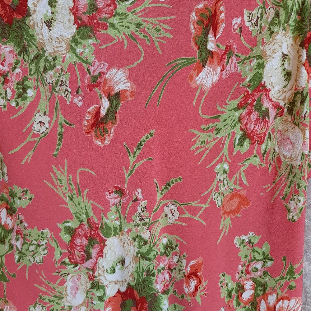 Coral floral sleeveless blouse size Medium Ilyse Hart - Picture 6 of 6